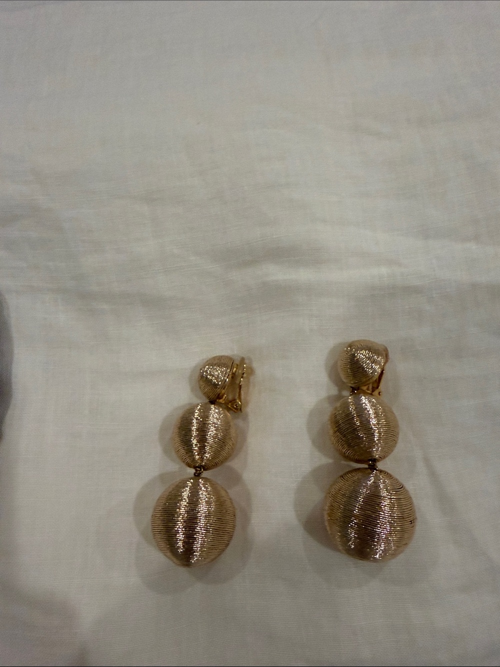 Gold Triple Sphere Drop Clip-On Earrings - Women Jewelry